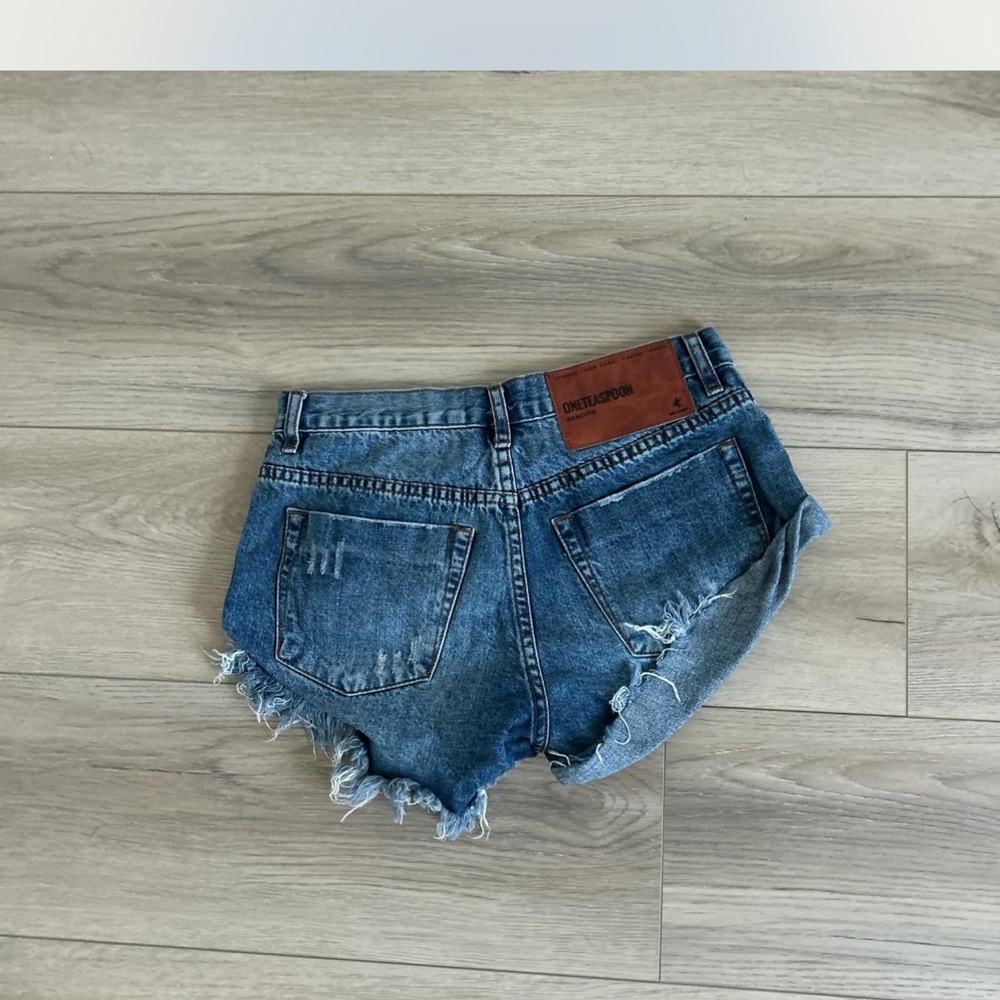 One Teaspoon Vintage Blue Frayed Jean Shorts